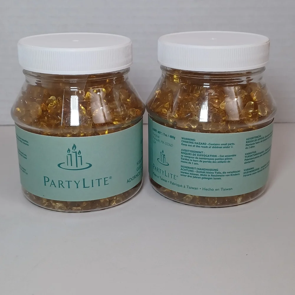 PartyLite Gold Dazzle Beads 2 Jars. P8724 Use With Candles To Enhance Home Decor